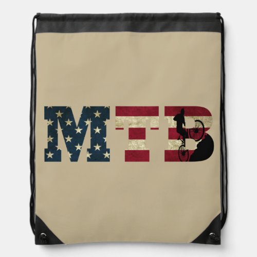 mtb us American flag Drawstring Bag