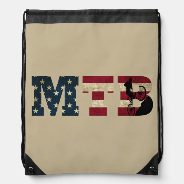 mtb us American flag Drawstring Bag (Front)