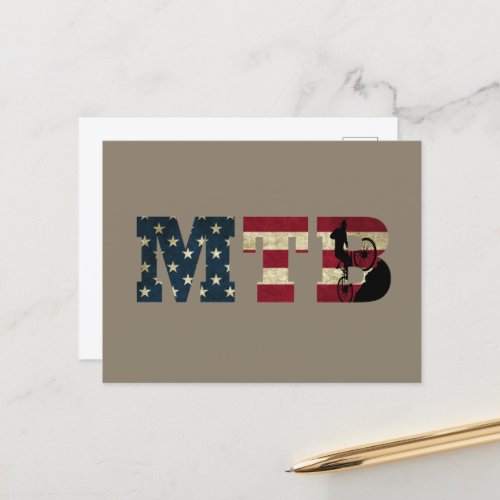 Mtb US American flag vintage Holiday Postcard