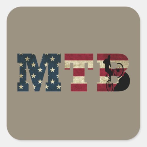 Mtb US American flag vintage Square Sticker