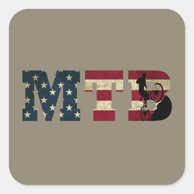 Mtb US American flag vintage Square Sticker (Front)