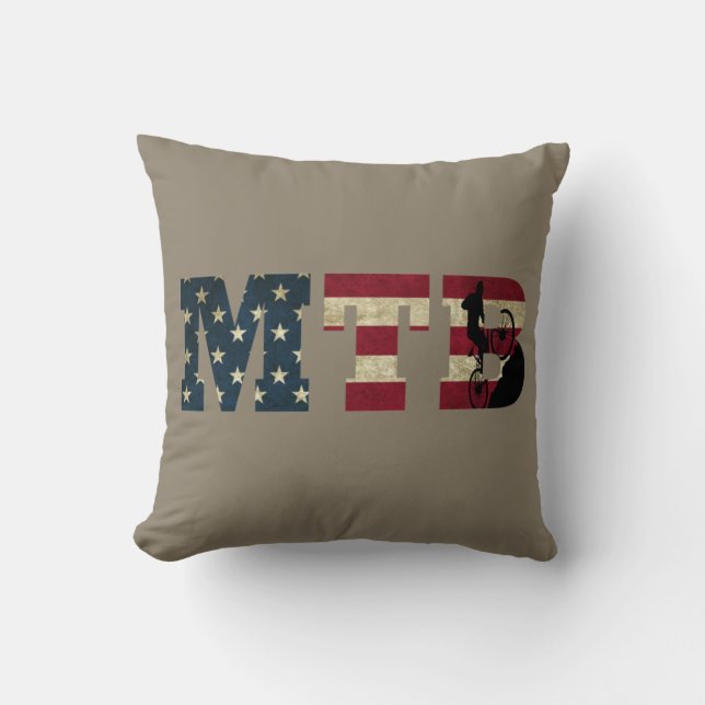 Mtb US American flag vintage Throw Pillow (Front)