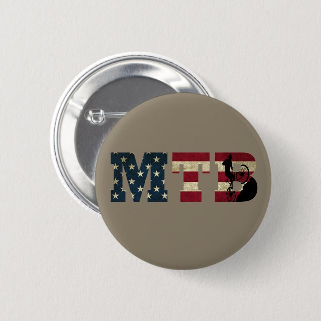 mtb US vintage America flag Button (Front & Back)