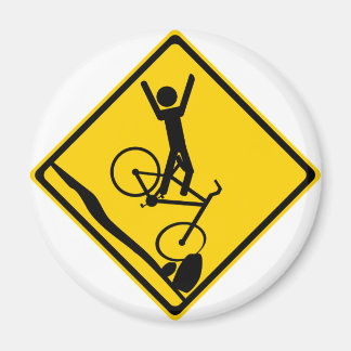 Mtn Biker Crash Road Sign Magnet