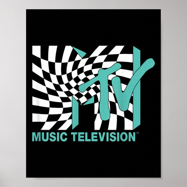 MTV Checkerboard Wave Optical Illusion Style Poster (Front)