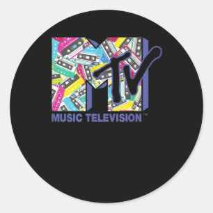 MTV Logo With Retro 80s Tapes Classic Round Sticker