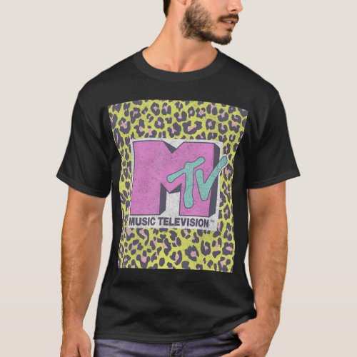 Mtv Music Television Neon Cheetah Blockpng T_Shirt