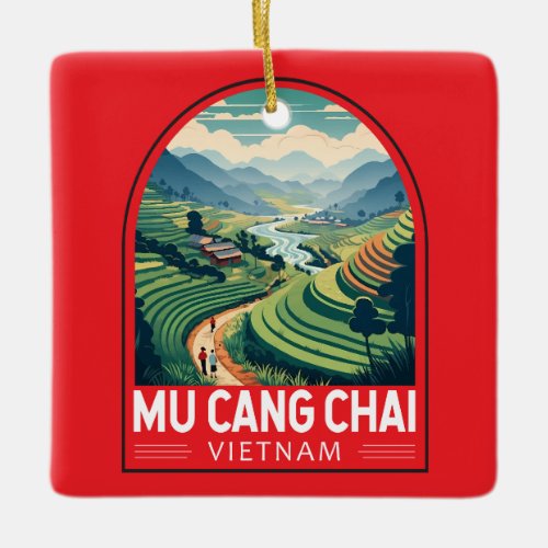 Mu Cang Chai Vietnam Travel Retro Emblem Ceramic Ornament