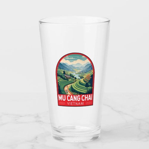 Mu Cang Chai Vietnam Travel Retro Emblem Glass