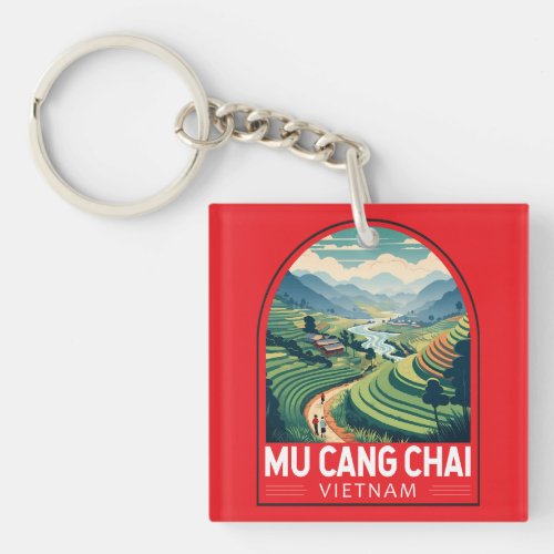 Mu Cang Chai Vietnam Travel Retro Emblem Keychain