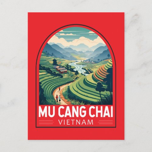 Mu Cang Chai Vietnam Travel Retro Emblem Postcard