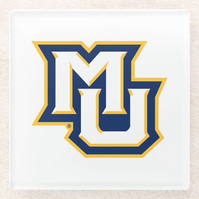 MU Logo Design Glass Coaster (Front)