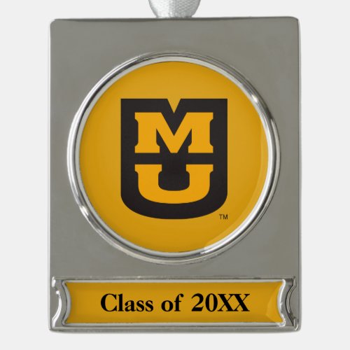MU Logo Silver Plated Banner Ornament