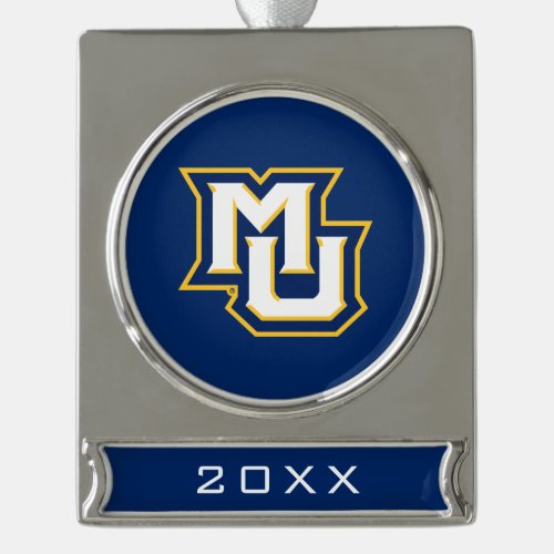 MU Logo Silver Plated Banner Ornament