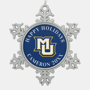 MU Logo Snowflake Pewter Christmas Ornament