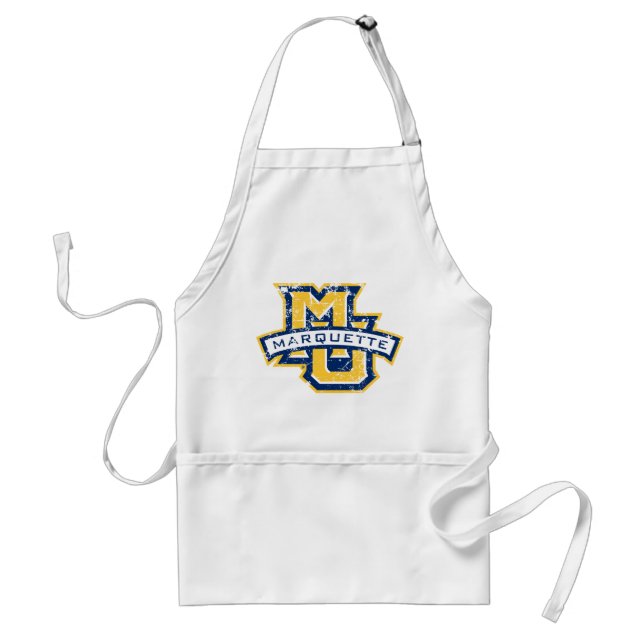 MU Marquette Distressed Adult Apron (Front)