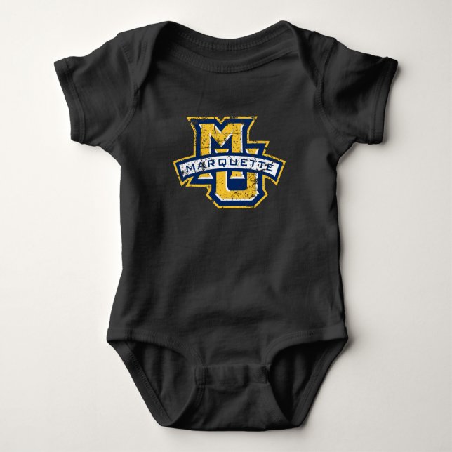 MU Marquette Distressed Baby Bodysuit (Front)