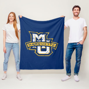MU Marquette Distressed Fleece Blanket