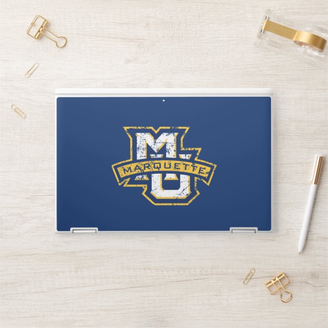 MU Marquette Distressed HP Laptop Skin (Desk)