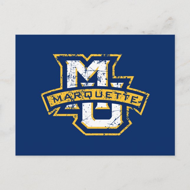 MU Marquette Distressed Invitation Postcard (Front)