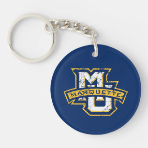 MU Marquette Distressed Keychain
