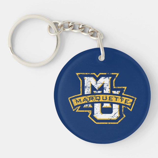 MU Marquette Distressed Keychain (Front)