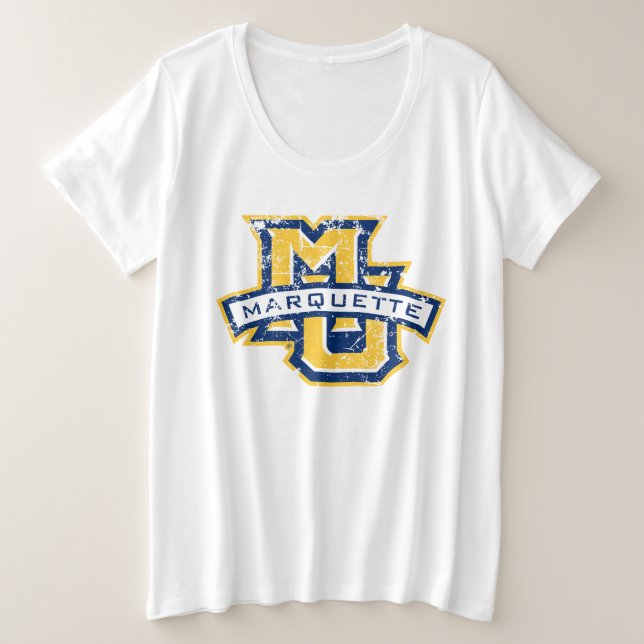 MU Marquette Distressed Plus Size T-Shirt (Design Front)