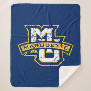 MU Marquette Distressed Sherpa Blanket