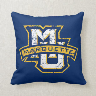 MU Marquette Distressed Throw Pillow