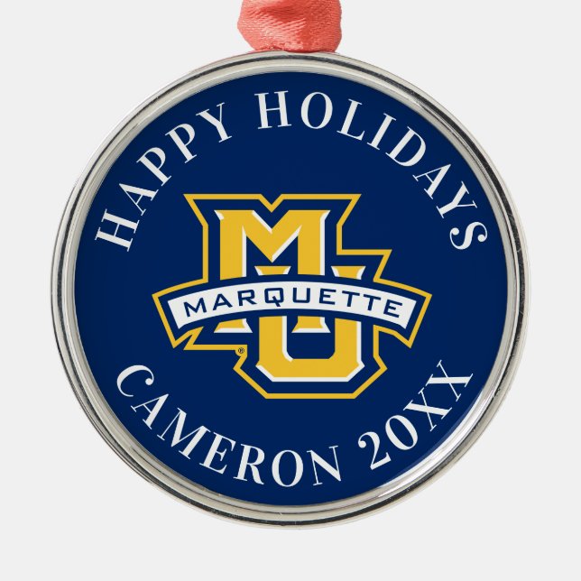 MU Marquette Metal Ornament (Front)