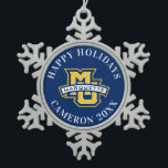 MU Marquette Snowflake Pewter Christmas Ornament<br><div class="desc">Check out these Marquette University designs! Show off your Marquette pride with these new University products. These make the perfect gifts for the MU student,  alumni,  family,  friend or fan in your life. All of these Zazzle products are customizable with your name,  class year,  or club. Go Golden Eagles!</div>
