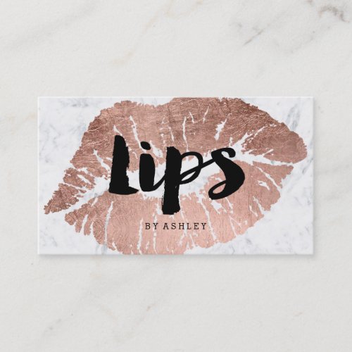 MUA makeup lips rose gold typography marble Business Card