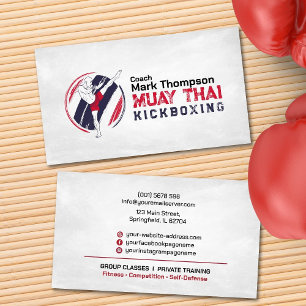 Muay Thai and Kickboxing Coach - Blue Red  Busines Business Card