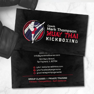 Muay Thai and Kickboxing Coach - Blue Red  Busines Business Card