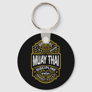 Muay Thai Boxing MMA Fighter Vintage Label Keychain
