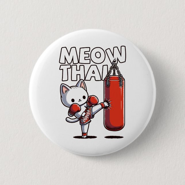 Muay Thai Cat  Button (Front)