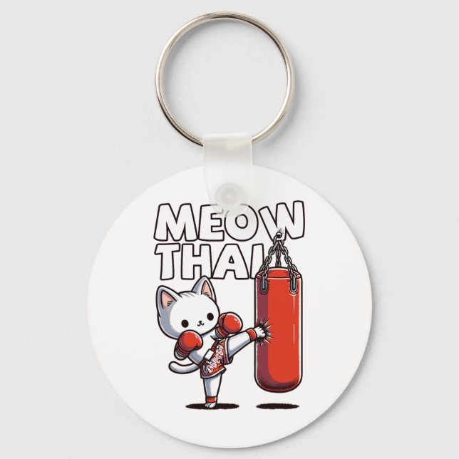 Muay Thai Cat  Keychain (Front)