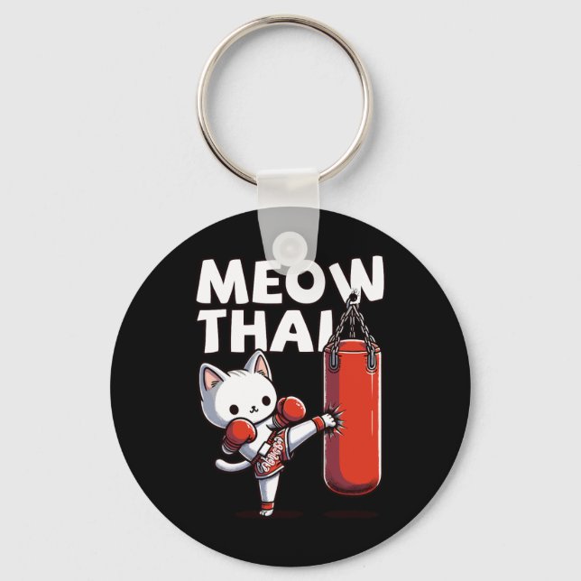 Muay Thai Cat Meow Thai  Keychain (Front)