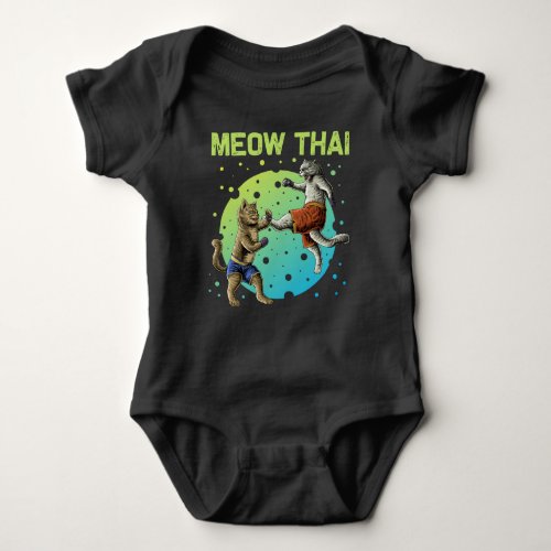 Muay Thai Cats Humor Thai Boxing Fighter Baby Bodysuit