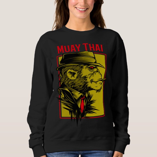Muay Thai Chimp Jiu Jitsu MMA Fighting Muay Thai Sweatshirt (Front)