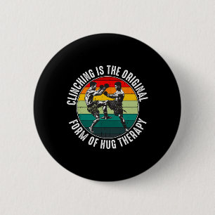 Muay Thai Fighter For Men Dad Boys Thai Kickboxing Button