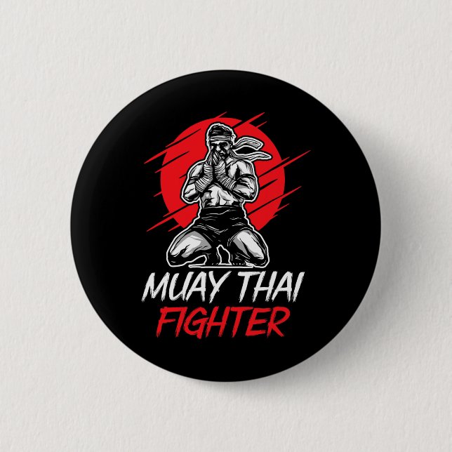 Muay Thai Fighter Martial Arts Boxing Hob  Button (Front)