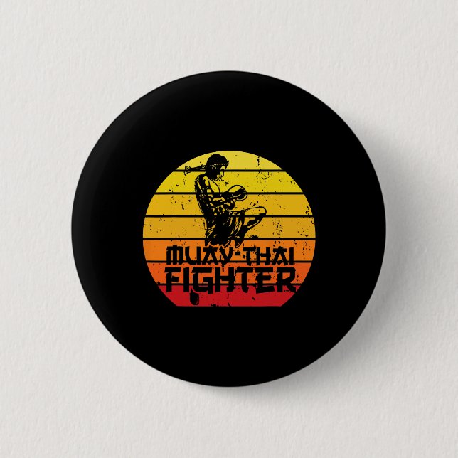 Muay Thai Fighter Thai Boxing Martial Arts Combat  Button (Front)