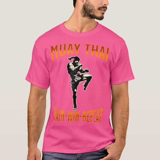 Muay Thai Fighter Train Win Repeat Muay Thai T-Shirt (Front)
