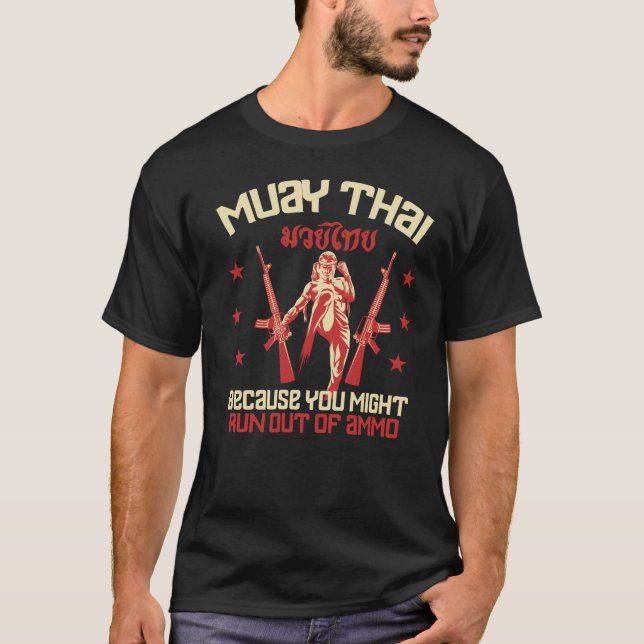 Muay Thai Funny AmmoRetro Kickboxing Training T-Shirt (Front)