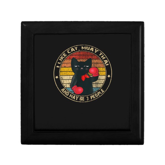 Muay Thai Funny Cat Kickboxing Thailand Boxing Cat Gift Box (Front)