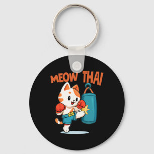Muay Thai Funny Cat Lover Thai Boxing Thailand Meo Keychain