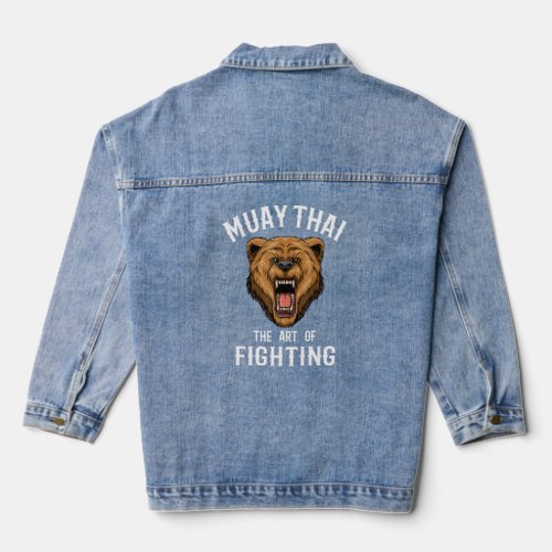 Muay Thai Grizzly Bear Thai Boxing Kickboxing  Denim Jacket