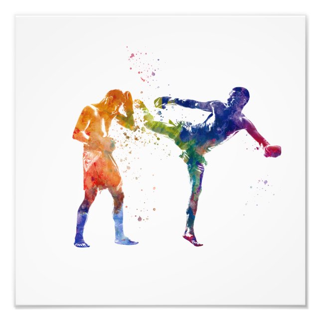 Muay thai in watercolor photo print (Front)