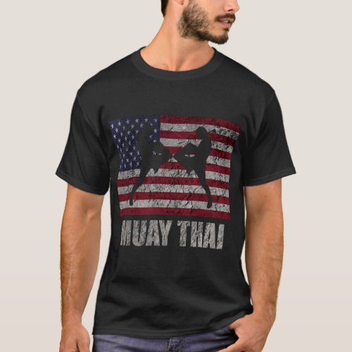 Muay Thai Kickboxing American Flag Mma T_Shirt